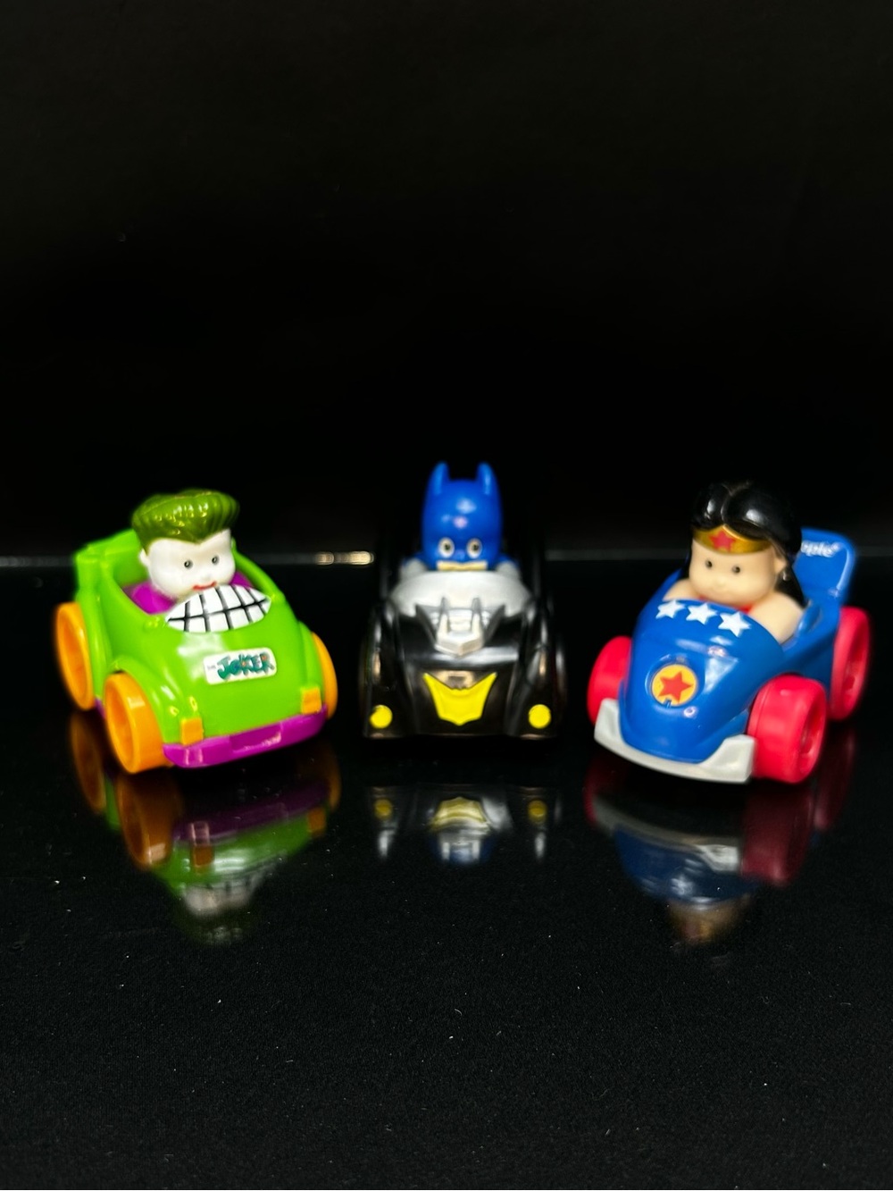 Fisher Price Little People Wheelies Racers Lot Batman Joker Wonder Woman